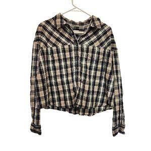 BDG Jeans Urban Outfitters Crop Boxy Plaid Long Sleeve Button Down Shirt Medium